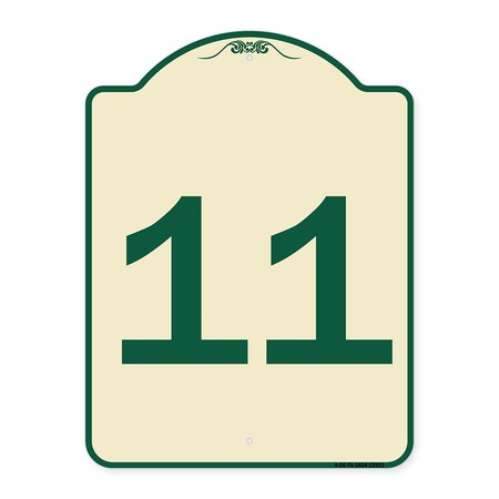 Signmission Sign with Number 11 Heavy-Gauge Aluminum Architectural Sign, 24" x 18", TG-1824-22911 A-DES-TG-1824-22911